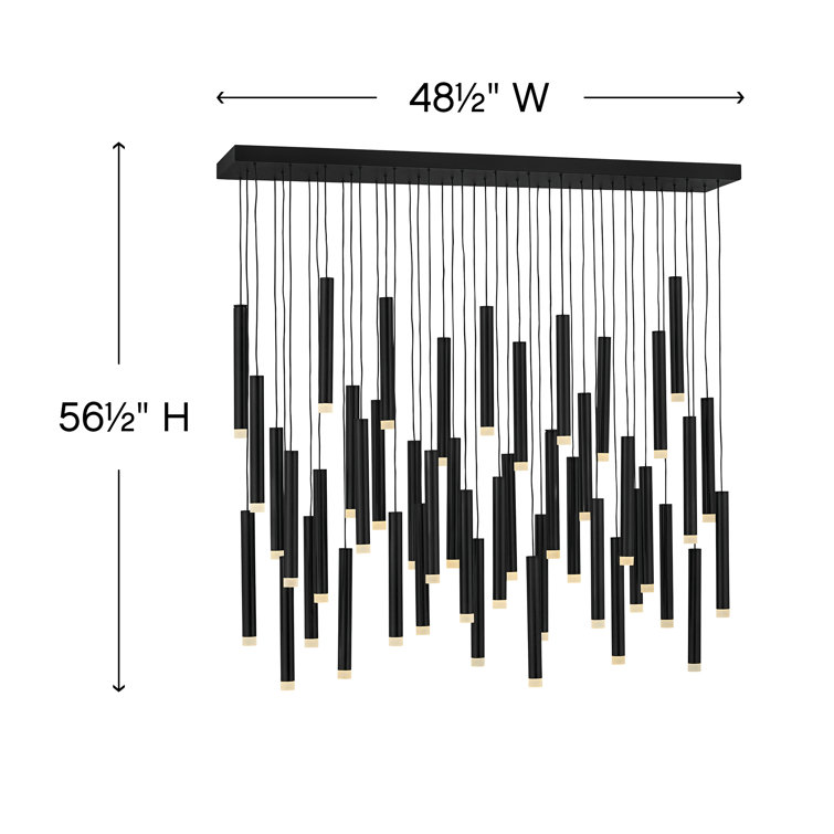 Harmony Black Brass 45-Light LED Adjustable Chandelier