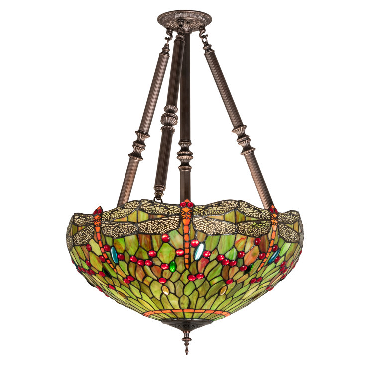 Bronze and Glass 22" Indoor/Outdoor 4-Light Pendant
