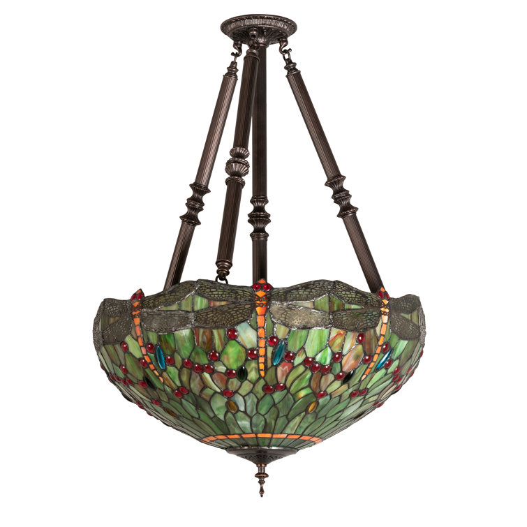 Bronze and Glass 22" Indoor/Outdoor 4-Light Pendant