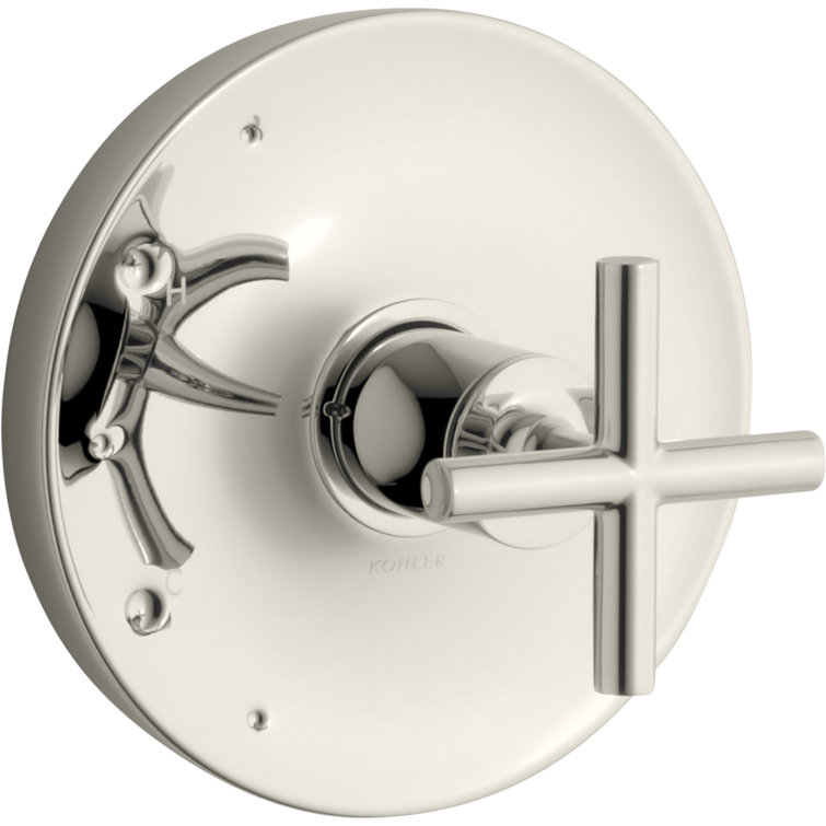 Vibrant Polished Nickel Cross Handle Shower Valve Trim