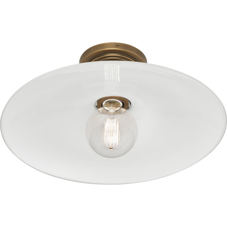 Arial Warm Brass Glass Semi Flush Mount Light