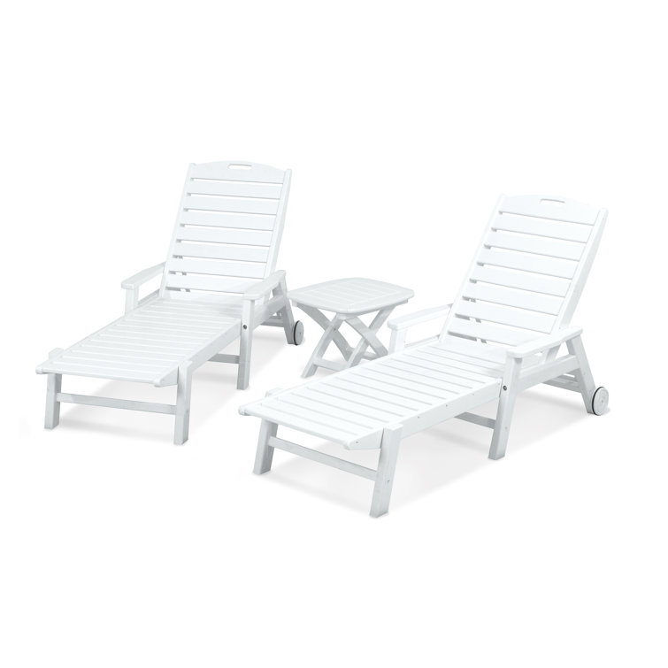 White Polywood 3-Piece Adjustable Chaise Lounge Set