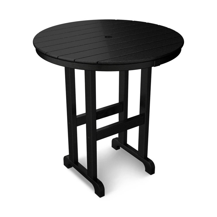 POLYWOOD Black 36" Round Farmhouse Dining Table