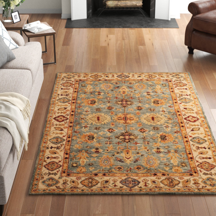 Handmade Elegance Blue Wool Rectangular Tufted Area Rug