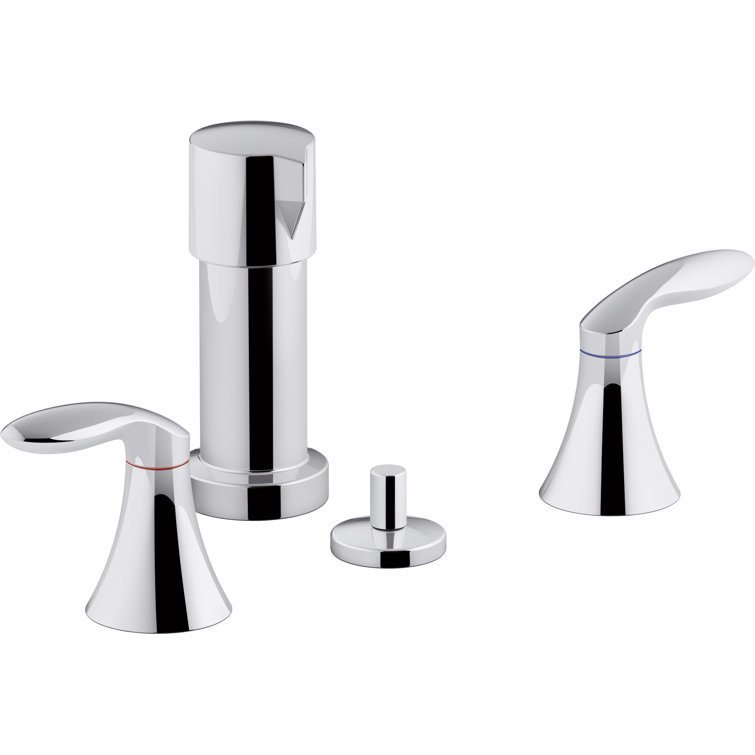 Polished Chrome Vertical Spray Bidet Faucet with Lever Handles