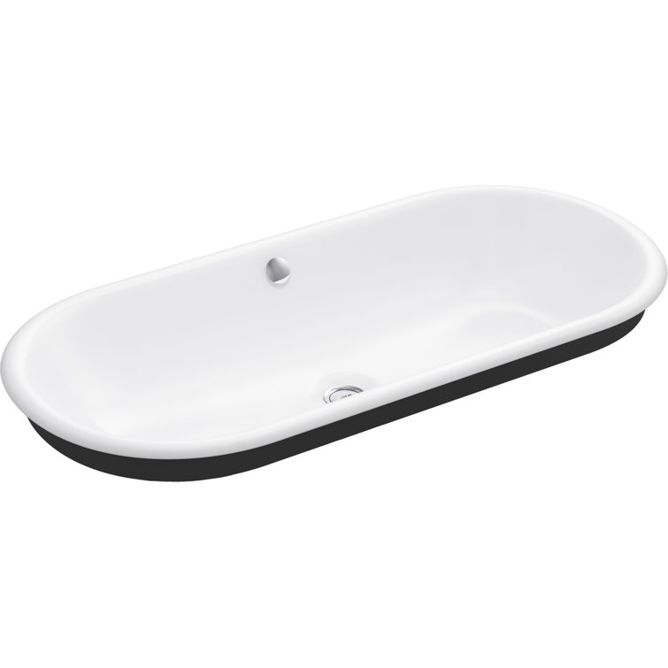 White Cast Iron Undermount Capsule Vessel Bathroom Sink