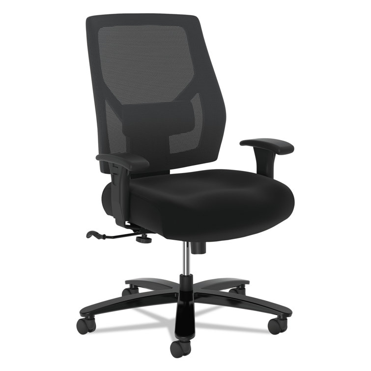 Modern High-Back Black Mesh & Fabric Big and Tall Office Chair