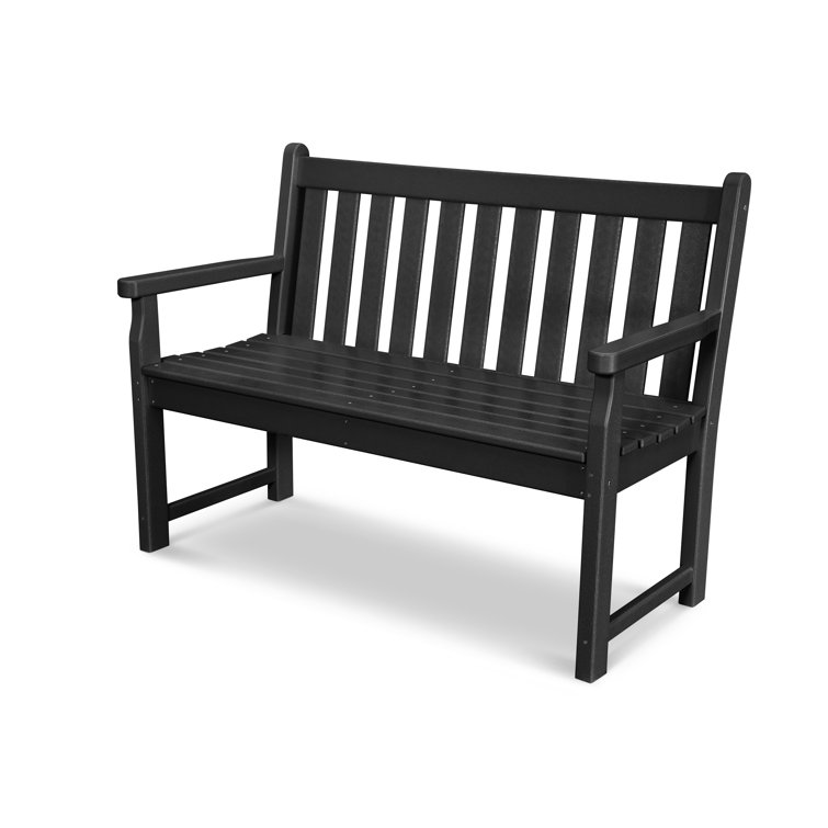 Black Recycled Plastic Traditional Garden Bench with Armrests