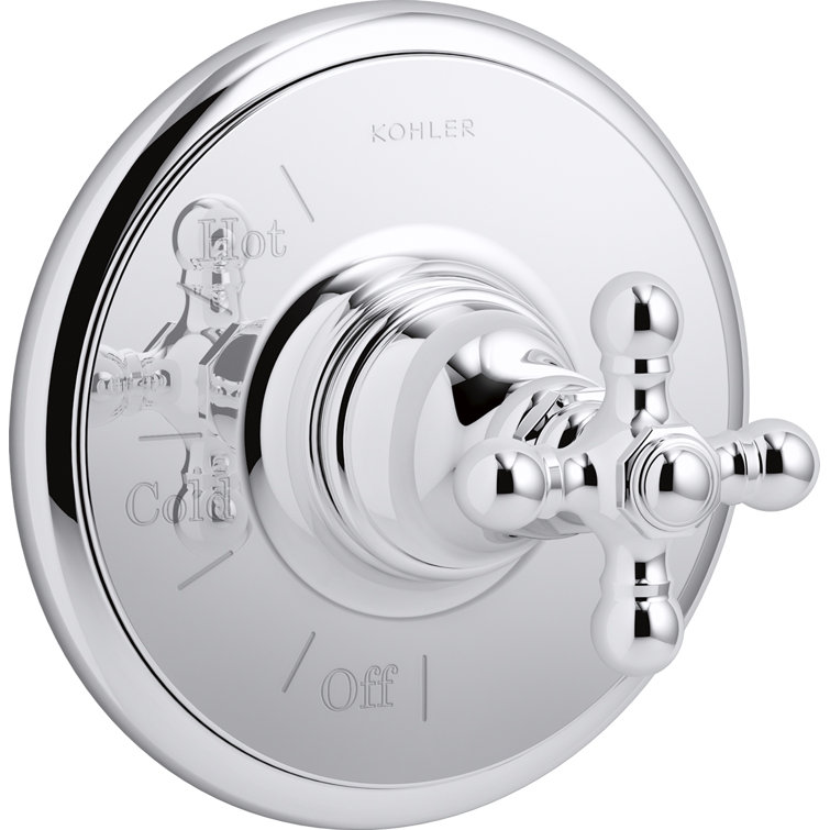 Artifacts Polished Chrome Wall-Mounted Cross Handle Valve Trim