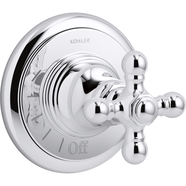 Polished Chrome Cross Handle Wall-Mounted Valve Trim