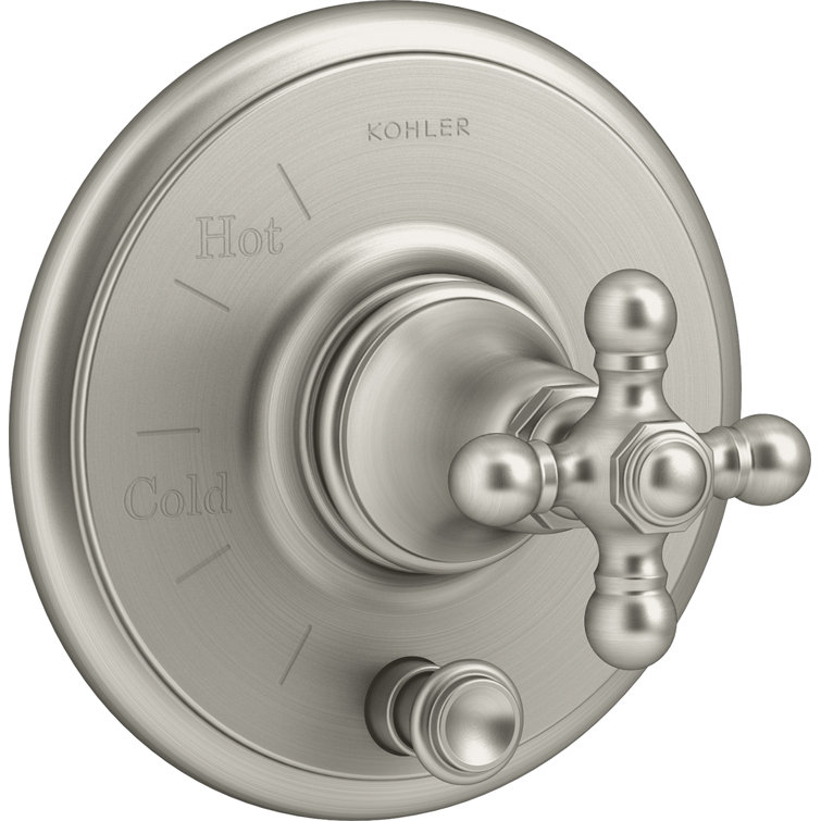 Vibrant Brushed Nickel Wall-Mounted Cross Handle Valve Trim