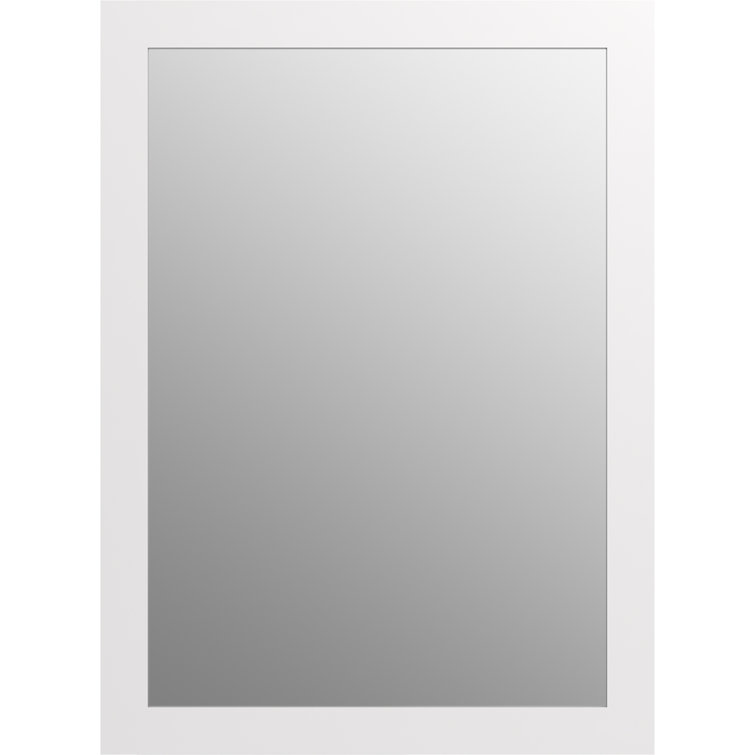 Linen White Rectangular Wood Bathroom Vanity Mirror