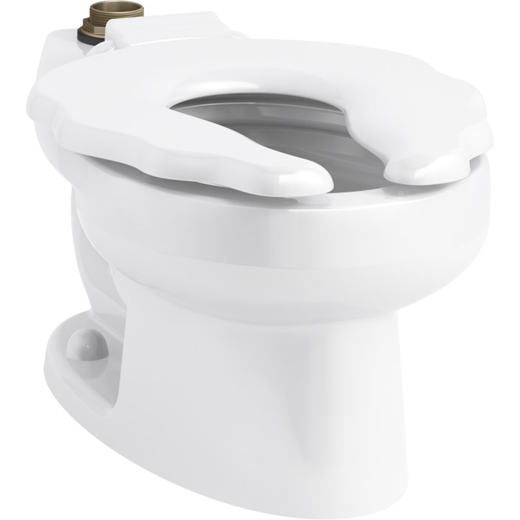 White Ceramic Elongated Floor-Mount Flushometer Bowl