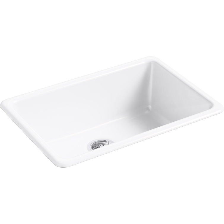 White Cast Iron Drop-In Single Bowl Kitchen Sink