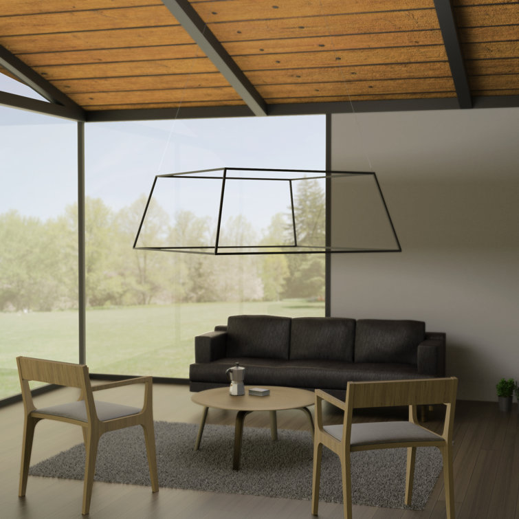 Z-Bar Rise Square Matte Black 8-Light LED Pendant