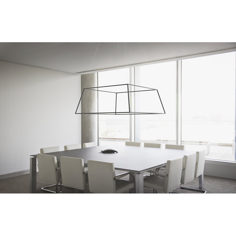 Z-Bar Rise Square Matte Black 8-Light LED Pendant