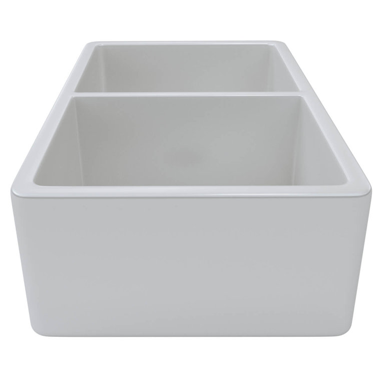 White Fireclay Double Basin Farmhouse Kitchen Sink