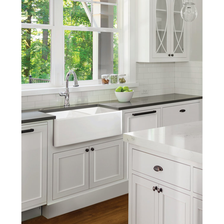 White Fireclay Double Basin Farmhouse Kitchen Sink