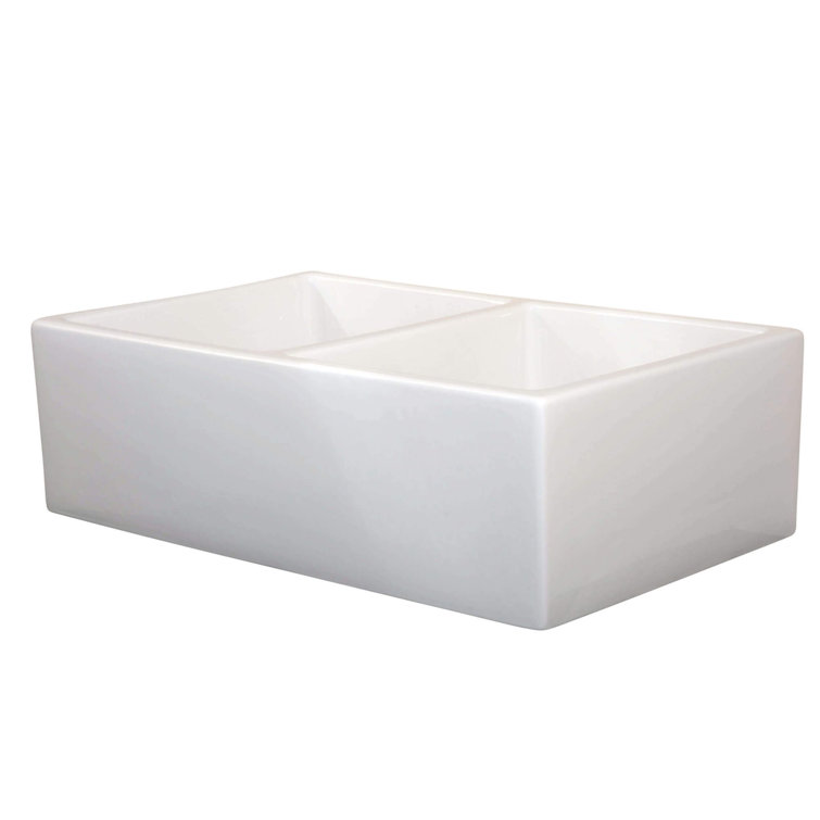 White Fireclay Double Basin Farmhouse Kitchen Sink
