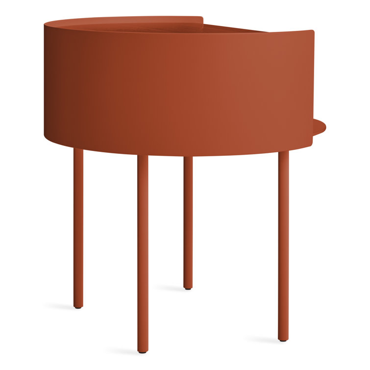 Copper Pot Wood and Metal Side Table with Storage Cubby