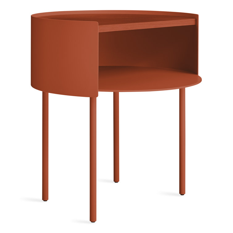 Copper Pot Wood and Metal Side Table with Storage Cubby