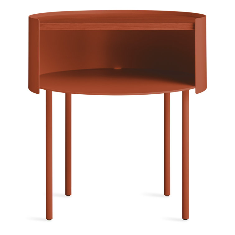 Copper Pot Wood and Metal Side Table with Storage Cubby