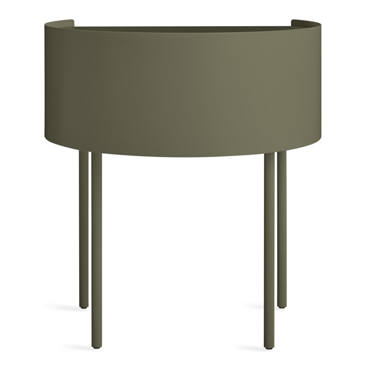 Round Dark Olive Wood and Metal Side Table with Storage