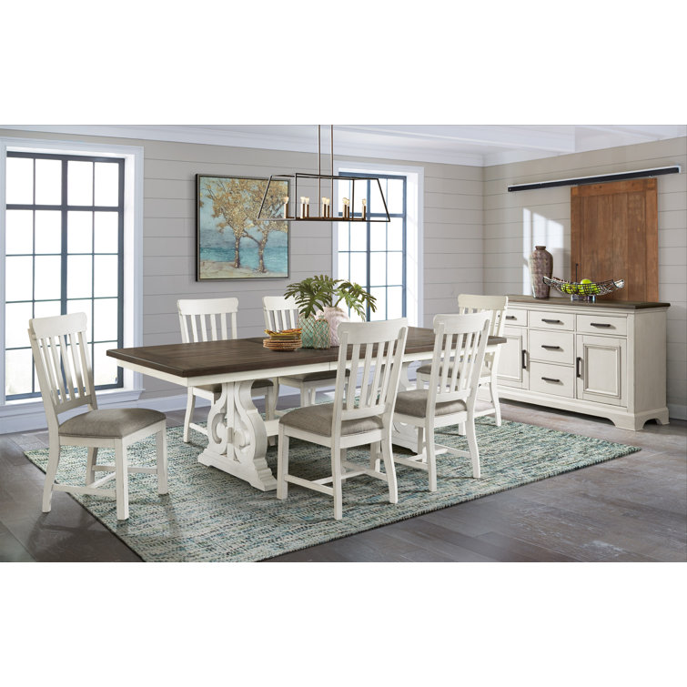 Off-White and French Oak Extendable Cottage Dining Table