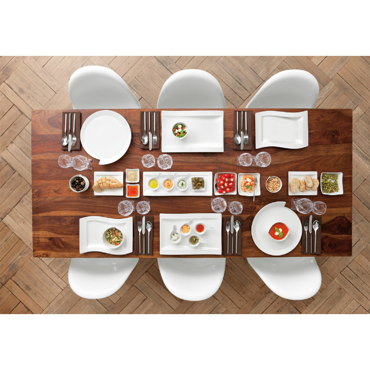 New Wave 64-Piece Stainless Steel Flatware Set with Curved Handles