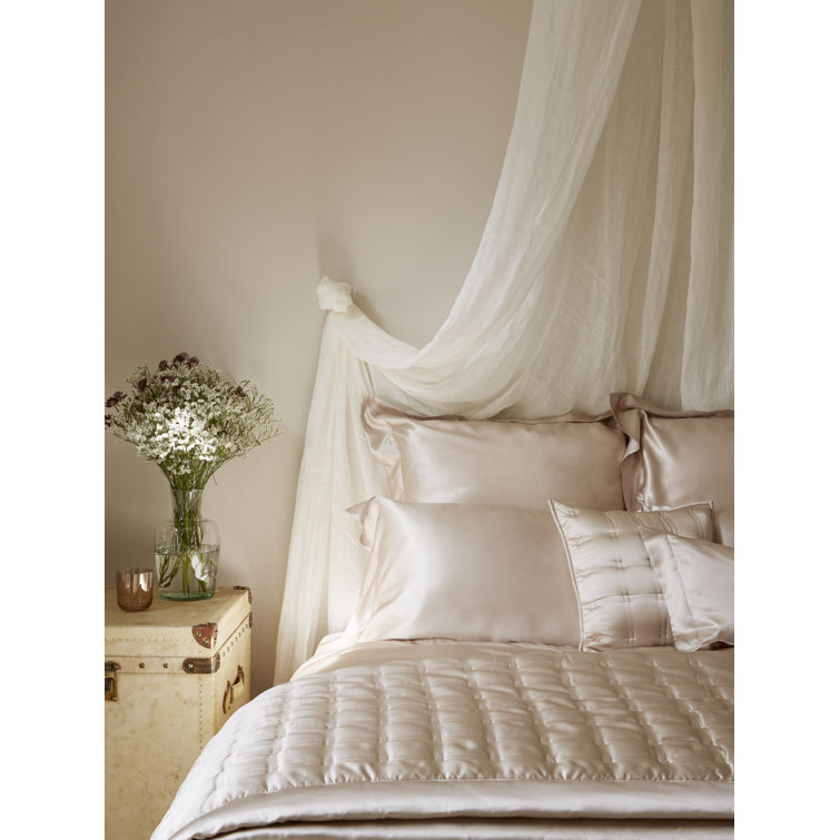 Ivory Silk Square Pillow Cover with Feather Fill