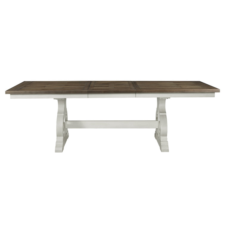 Off-White and French Oak Extendable Cottage Dining Table