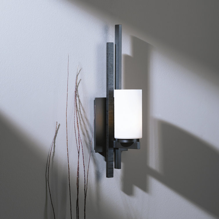 Ondrian Dark Smoke Steel Wall Sconce with Frosted Glass Shade