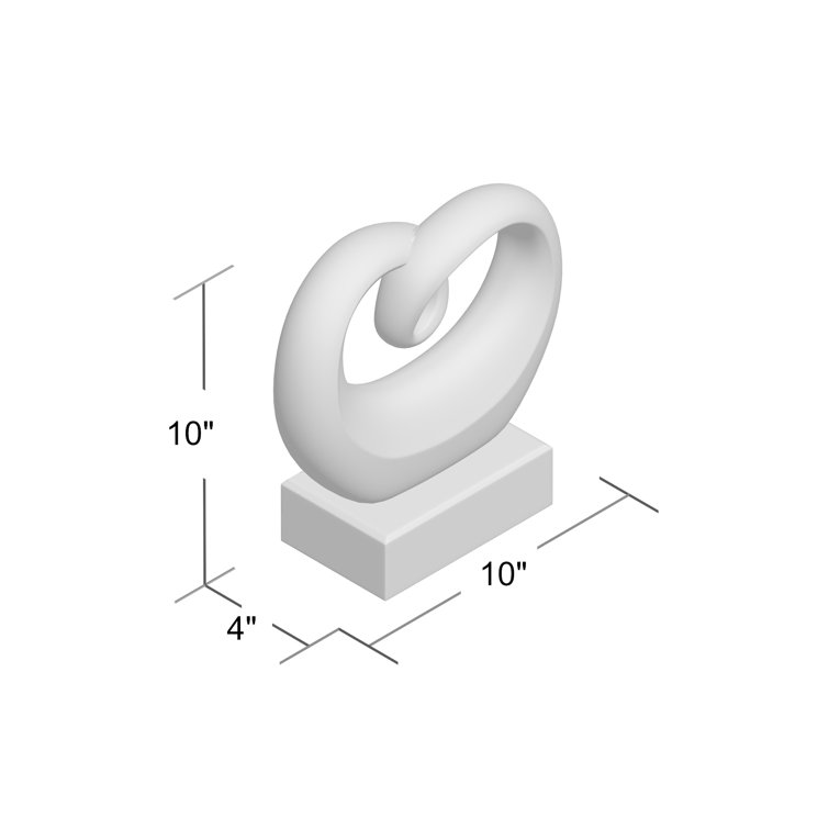 Elegant Silver Swirl 13" Ceramic Abstract Statue with Black Base