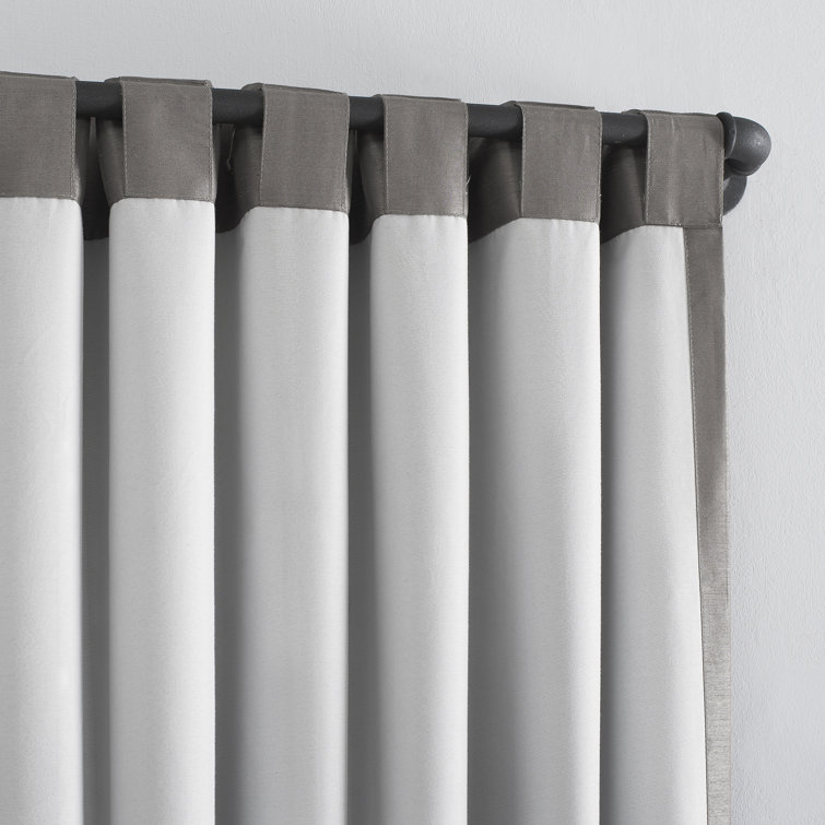 Gray Faux Silk Blackout Back Tab Curtain Panel, 50" x 84"