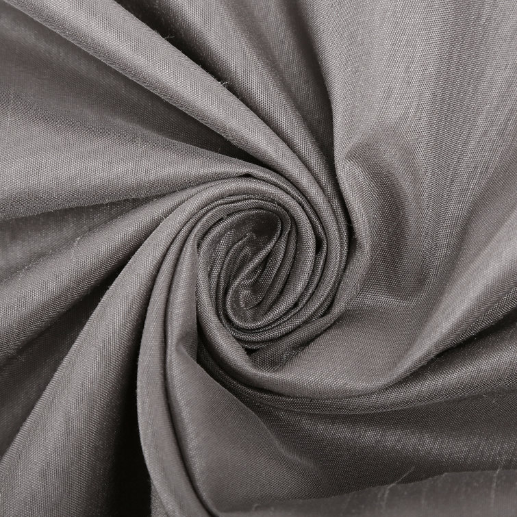 Gray Faux Silk Blackout Back Tab Curtain Panel, 50" x 84"