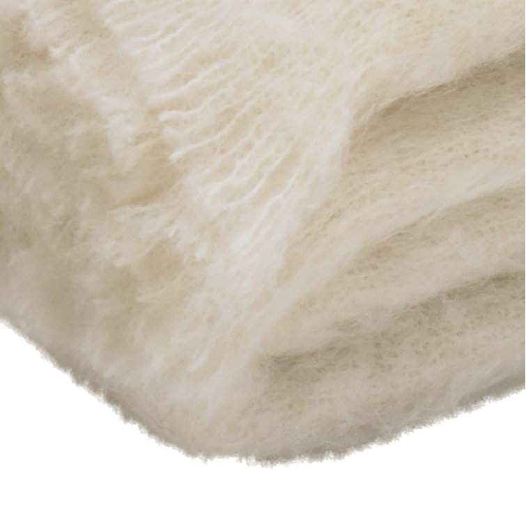 Cream Brushed Alpaca Hand Woven Throw Blanket