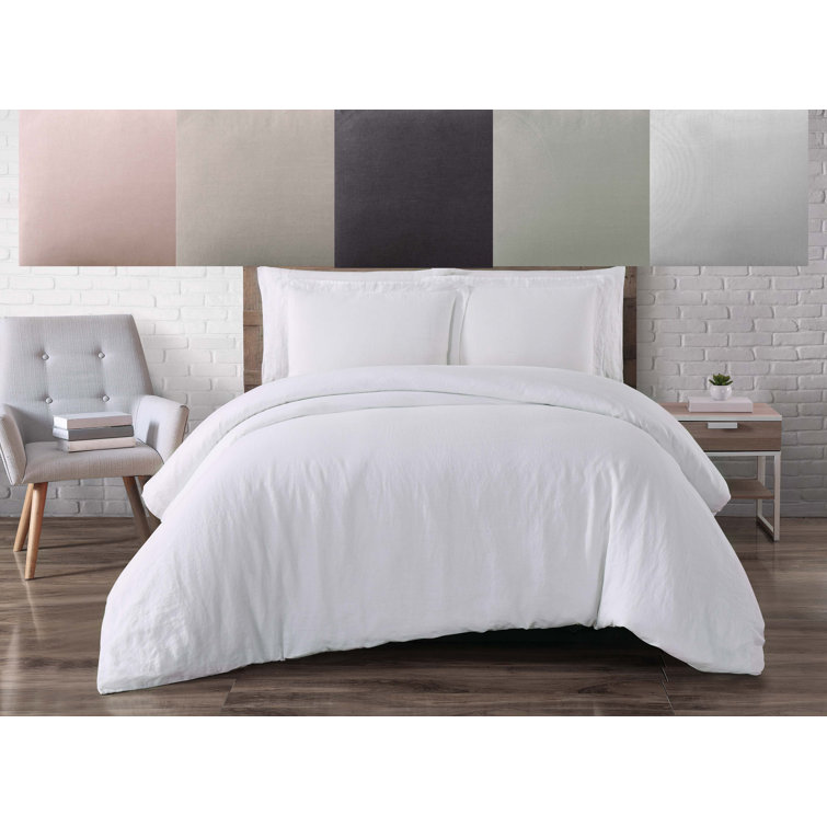 White Linen Full/Queen 3-Piece Duvet Cover Set