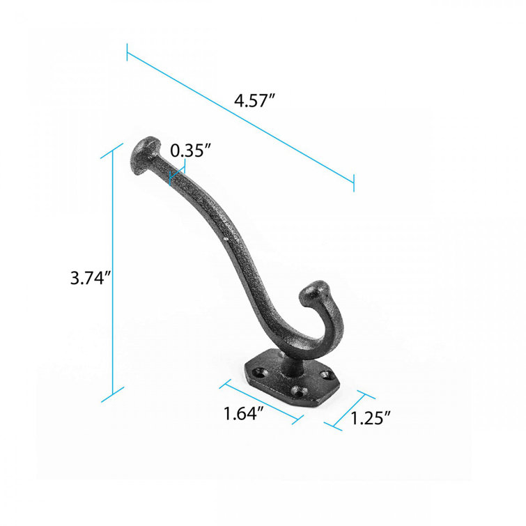 Black Wrought Iron Double Wall Mount Hooks for Coats and Robes