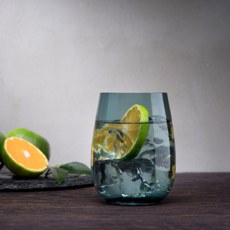 Petroleum Green Lead-Free Crystal Drinking Glass Set