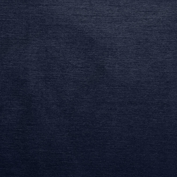 Navy Faux Silk Blackout Back Tab Curtain Panel