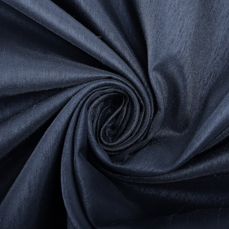 Navy Faux Silk Blackout Back Tab Curtain Panel