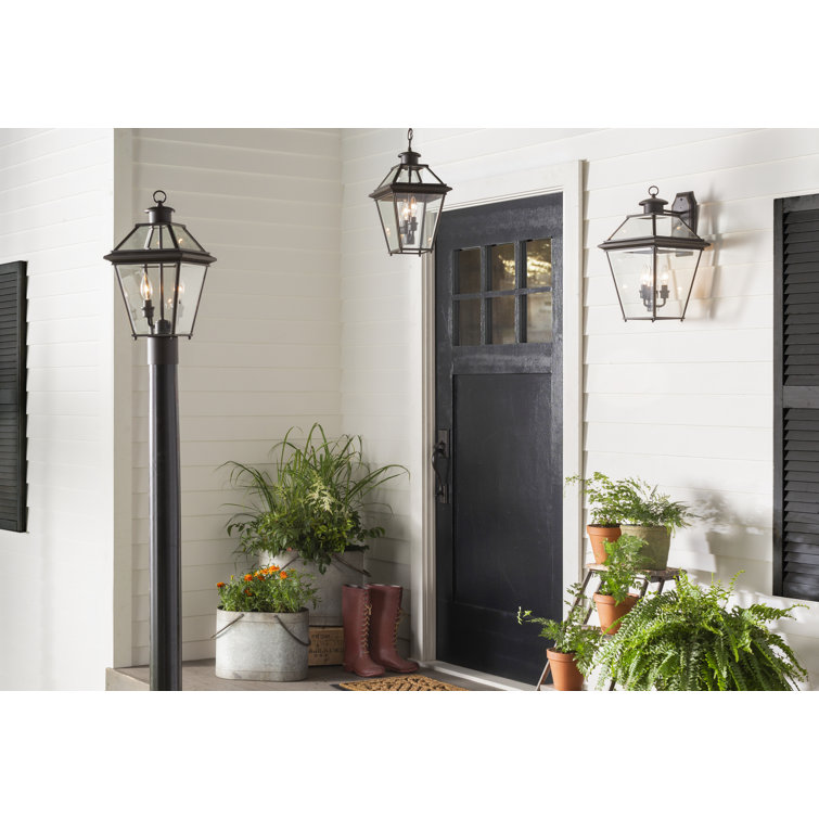 Elegant Antique Bronze Outdoor Wall Lantern with Beveled Glass