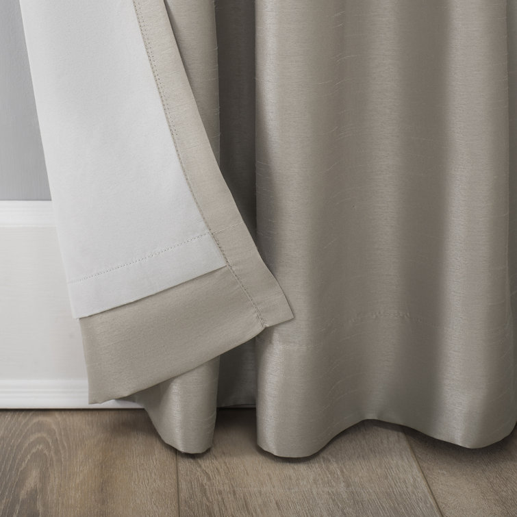 Stone Beige Faux Silk Blackout Curtain Panel, 50" x 63"