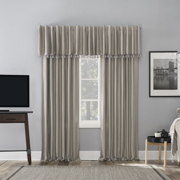 Stone Beige Faux Silk Blackout Curtain Panel, 50" x 63"