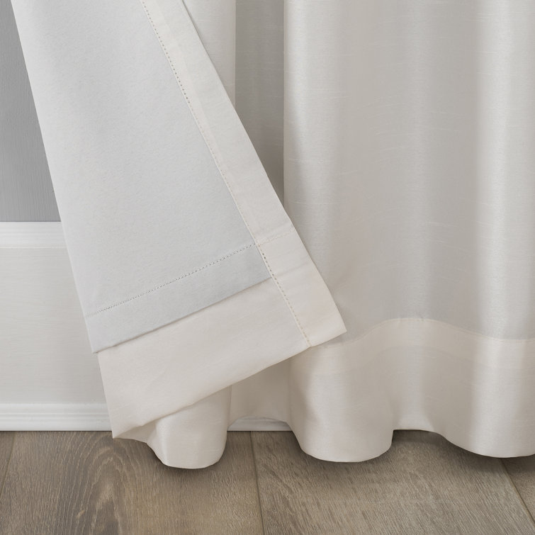 Pearl White Faux Silk Blackout Curtain Panel with Back Tab