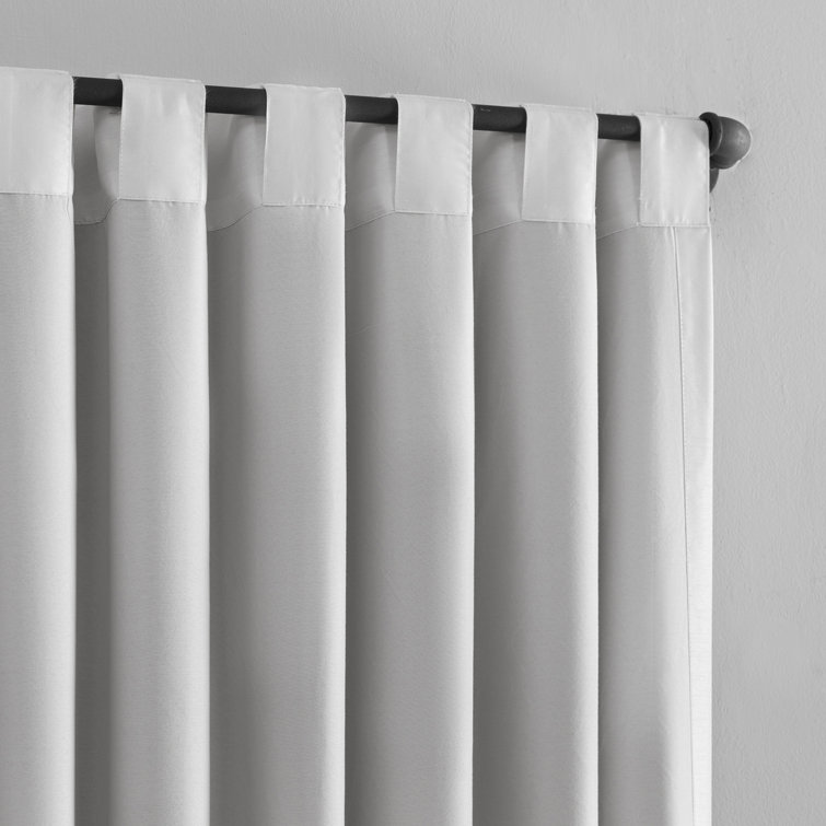 Pearl White Faux Silk Blackout Curtain Panel with Back Tab