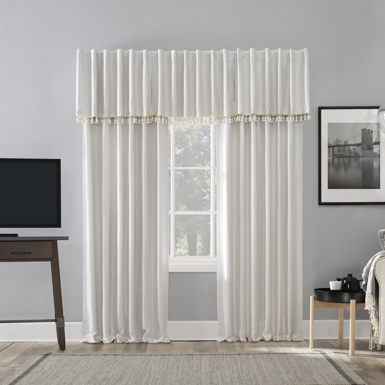 Pearl White Faux Silk Blackout Curtain Panel with Back Tab