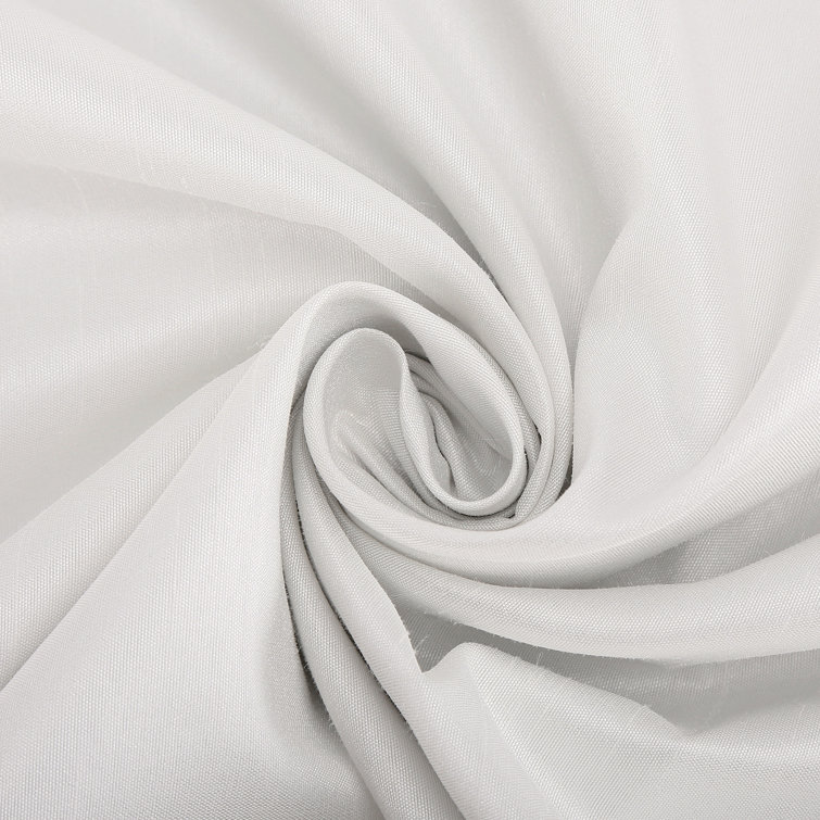Pearl White Faux Silk Blackout Curtain Panel with Back Tab