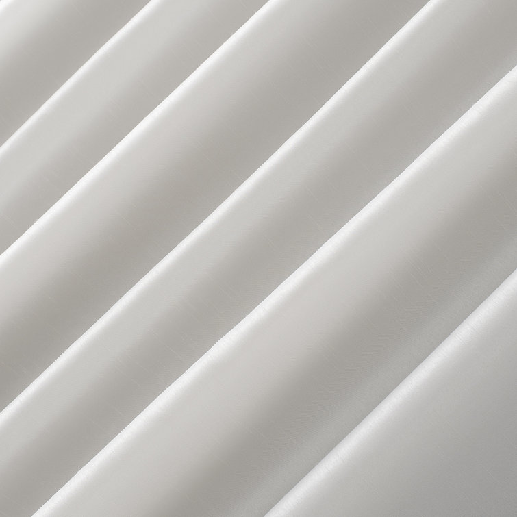 Pearl White Faux Silk Blackout Curtain Panel with Back Tab