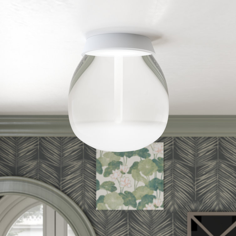 Empatia White Glass LED Flush Mount Ceiling Light - Large